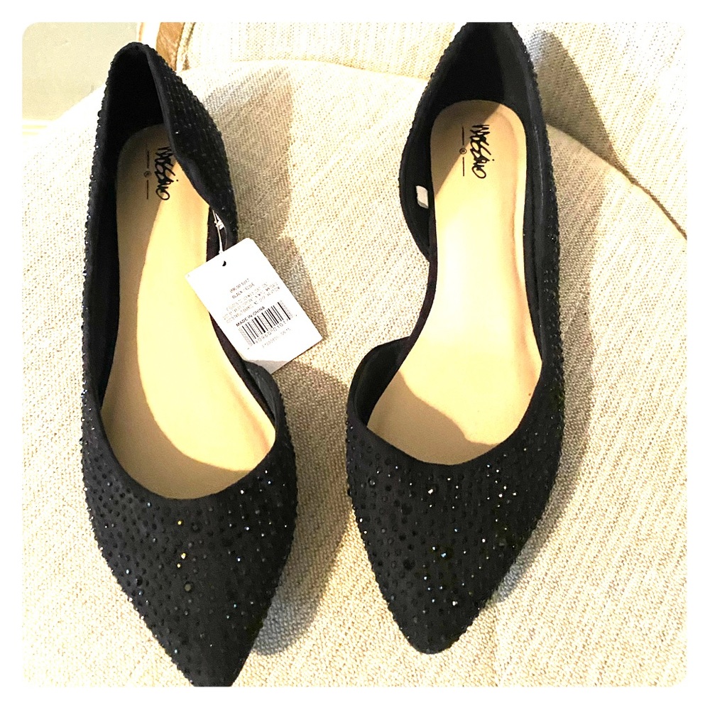 Glittery black dorsay flats